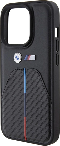 Mbështjellës BMW Stamped Tricolor Stripe për iPhone 15 Pro, i zi