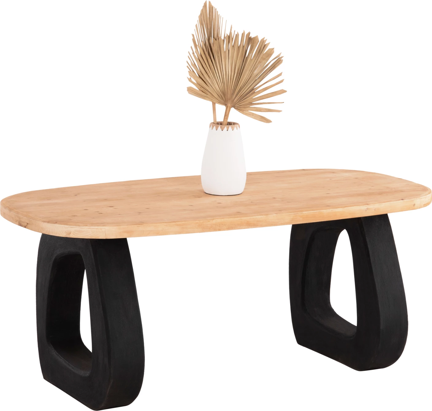 Tavolinë ngrënie Santorini, sipërfaqe druri bredhi, këmbë polirezine, 180x90x76 cm