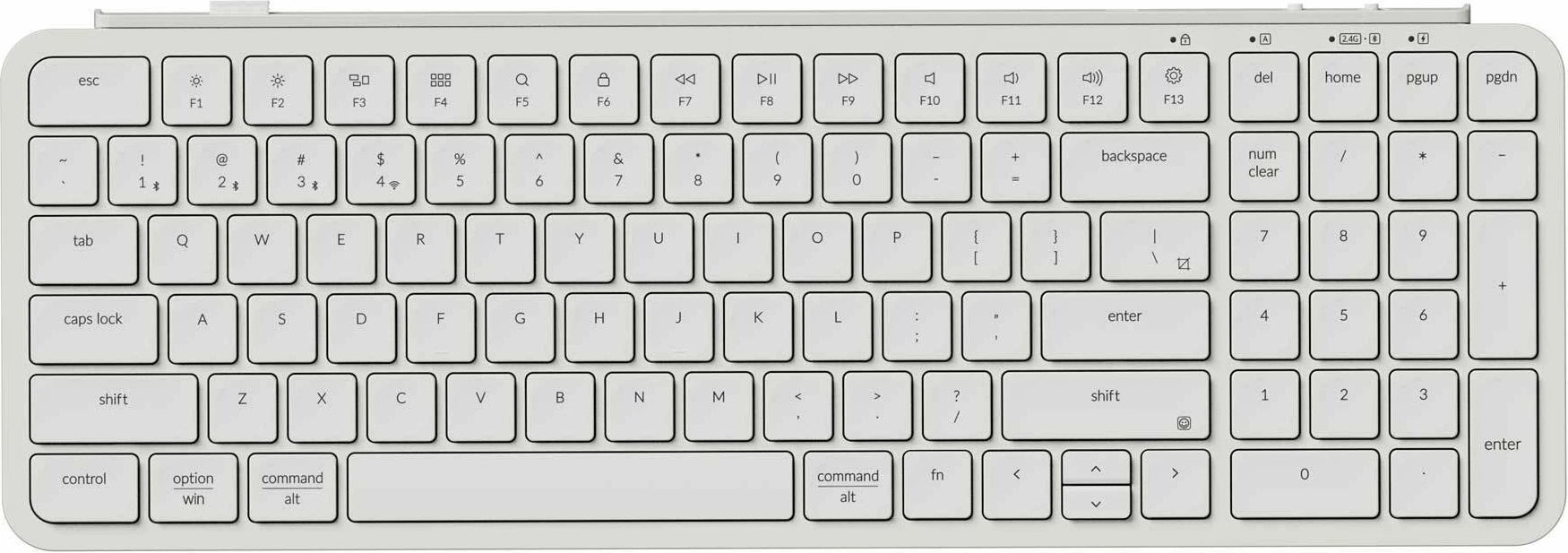 Tastierë wireless ultra-e hollë Keychron B2 Pro B2P-K8, layout US 96%, 2.4GHz/Bluetooth 5.2/USB-C, me numpad, e bardhë