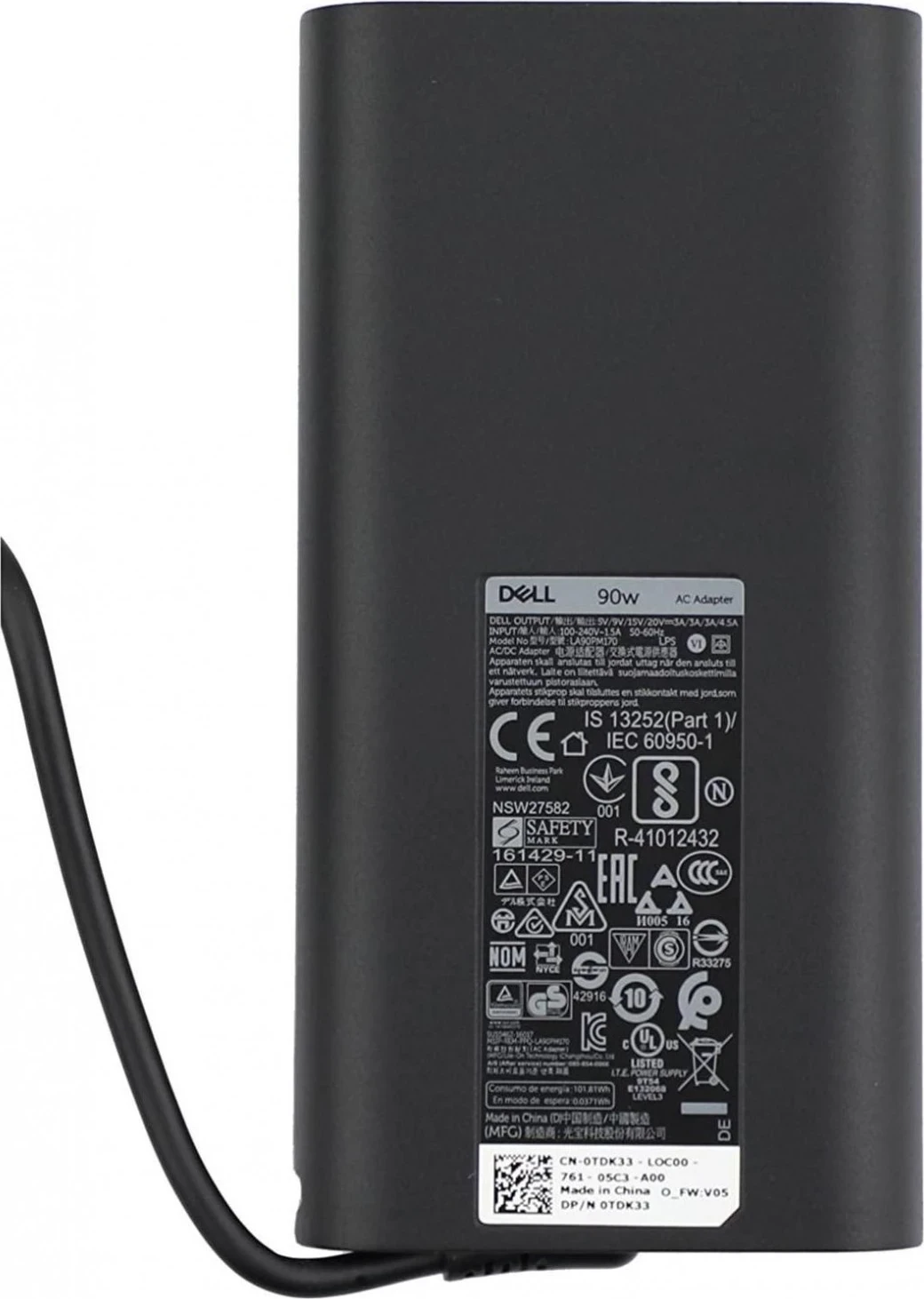 Karikues për laptop Dell, 90W, i zi 