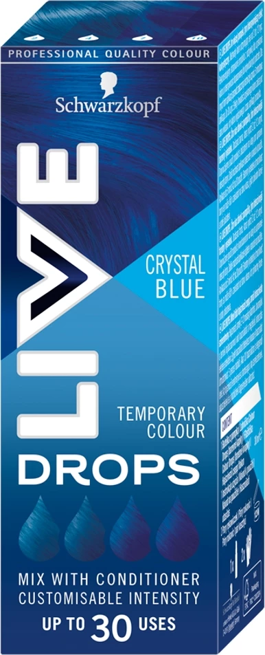 Pika për ngjyrosje të përkohshme të flokëve Schwarzkopf Live Drops për femra Crystal Blue 30ml