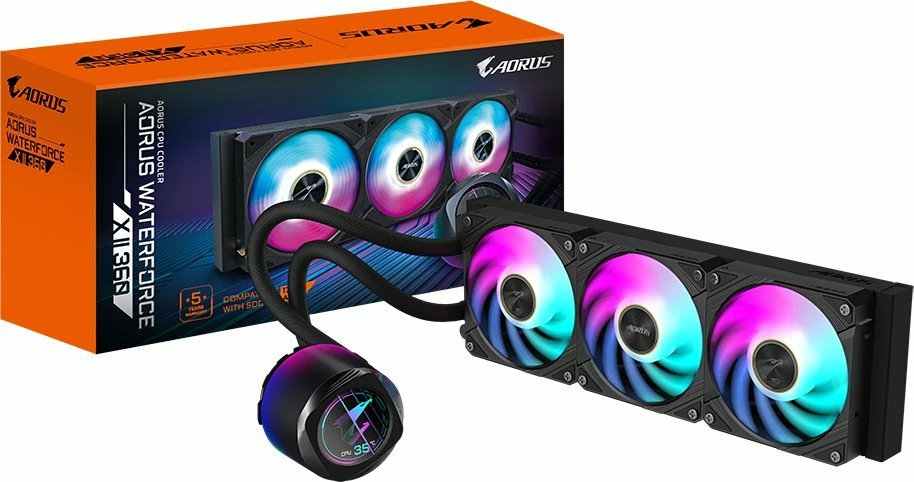 Sistem ftohje me ujë AIO Gigabyte Aorus WaterForce X II 360, radiator 360mm, 3x120mm ARGB, LCD, i zi