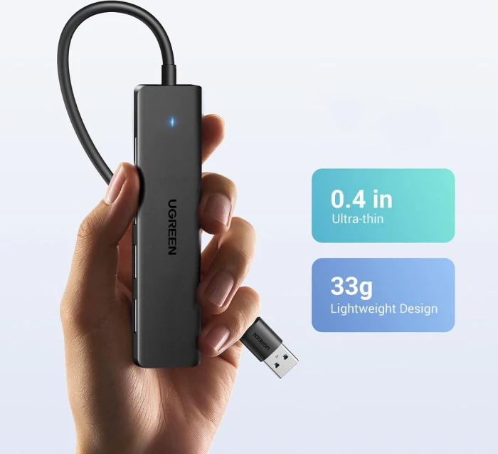 Hub USB UGREEN 35574, 4-port USB 3.0, kabllo 1 m, zi