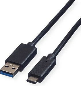 Kabllo USB ROLINE 11.44.9011, USB-A në USB-C, 1 m, USB 3.2 Gen 1 5 Gbit/s, e zezë