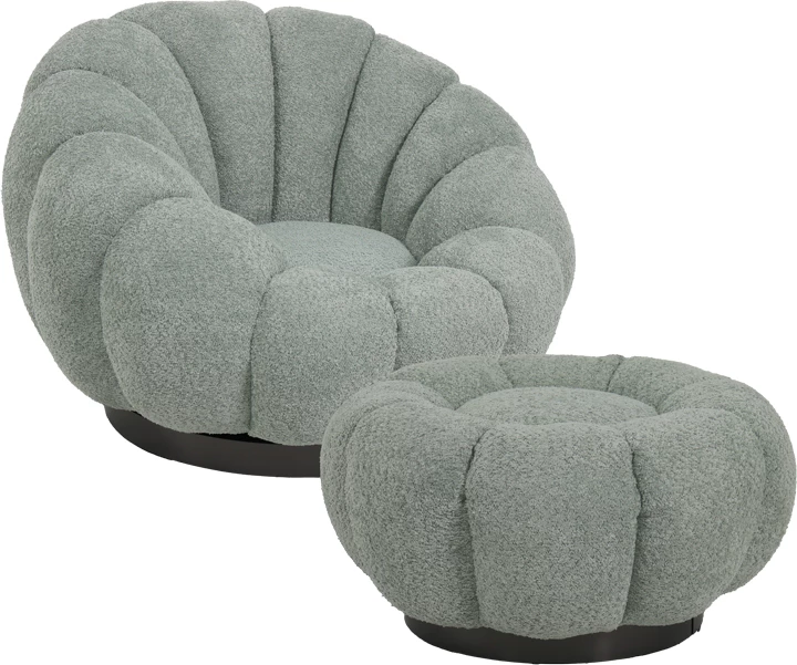 Karrige rrotulluese me stol, ngjyrë jeshile e lehtë, 98x97x69cm