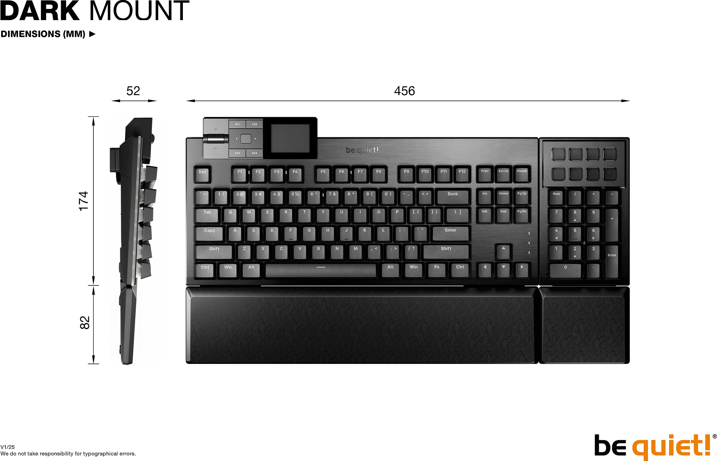 Tastierë mekanike be quiet! Dark Mount, Silent Linear, USB-C, full-size AZERTY FR, RGB, e zezë