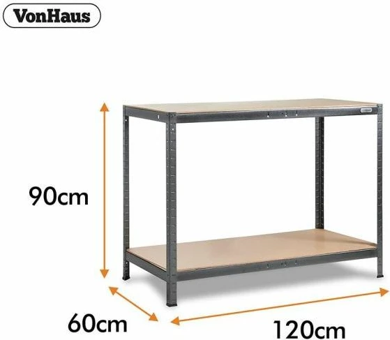 tavolinë pune/raft magazinimi VONHAUS 3500155 120x90x60 cm 200 kg 2-nivel, e zezë/kafe