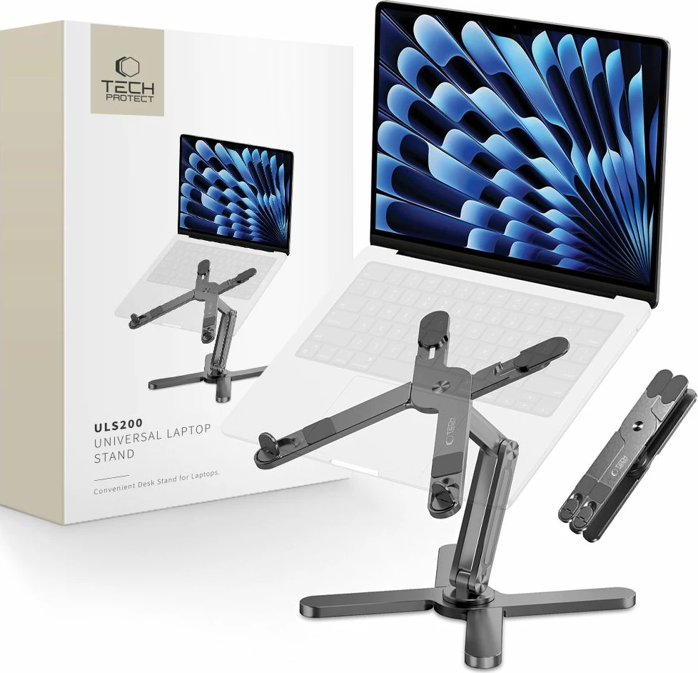 Mbajtës universal për laptop Tech-Protect ULS200, deri 16", alumini, Gri