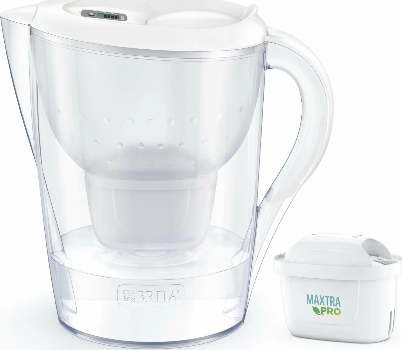 Bokall filtrues uji Brita Marella XL 3.5 L (2.0 L ujë i filtruar), me indikator elektronik, 1 filtër, i bardhë
