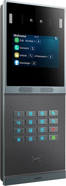 Video interfon dere Fanvil i66, ekran 4", 2MP, PoE, IP66, njohje fytyre, i zi/gri