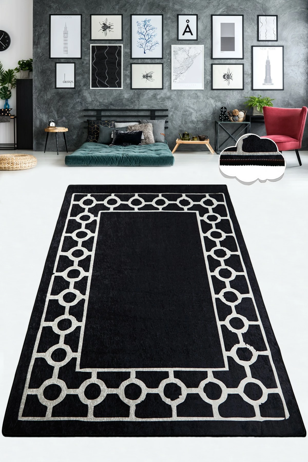 Qilim për korridor, 100x300cm, Conceptum Hypnose, Bague Black