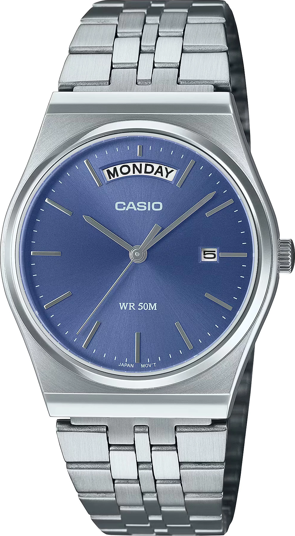 Orë dore Casio MTP-B146D-2AV, e argjendtë/kaltër