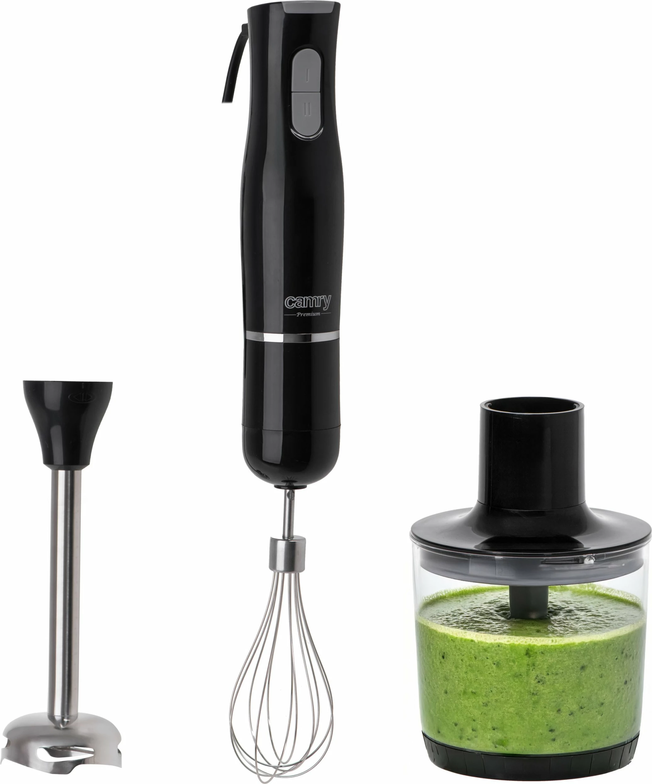 Blender dore Camry CR 4630, 800W, 2 shpejtësi, set me enë matëse 700 ml + grirës 500 ml + rrahëse, i zi
