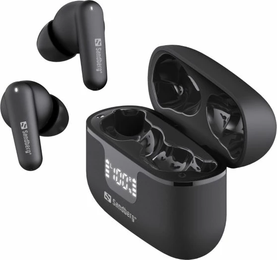 Kufje SANDBERG 126-52 wireless earbuds ANC+ENC, Bluetooth 6.0, USB-C, të zeza, set me kutizë karikimi