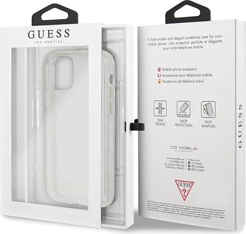 Mbështjellës Guess GUHCN65PCGLSI për iPhone 11 Pro Max, Glitter, Argjend