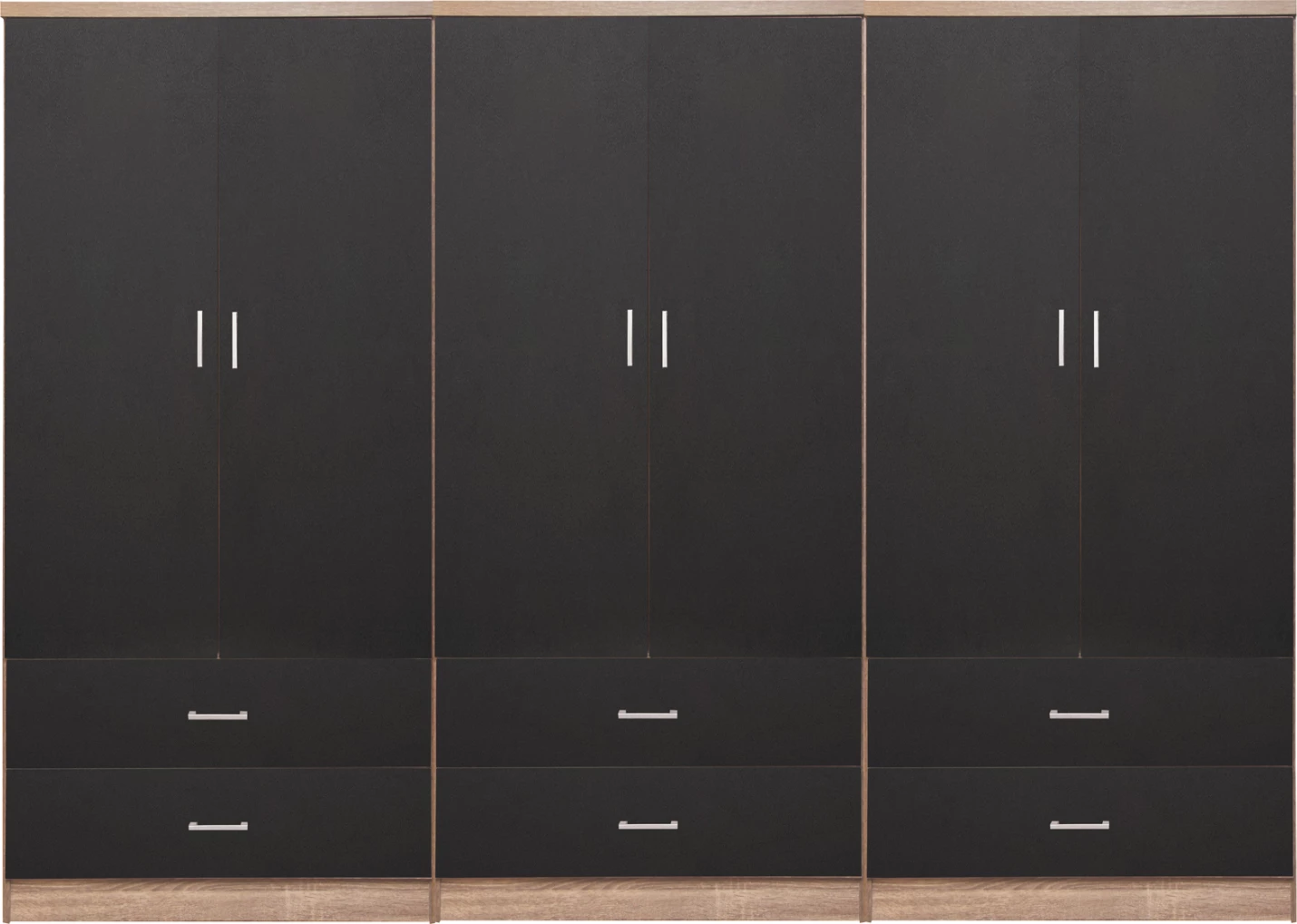 Dollap REINA 6-gjethe me 6 sirtarë FH21060.03 melaminë ngjyrë gri-sonama 240x42x181Hcm