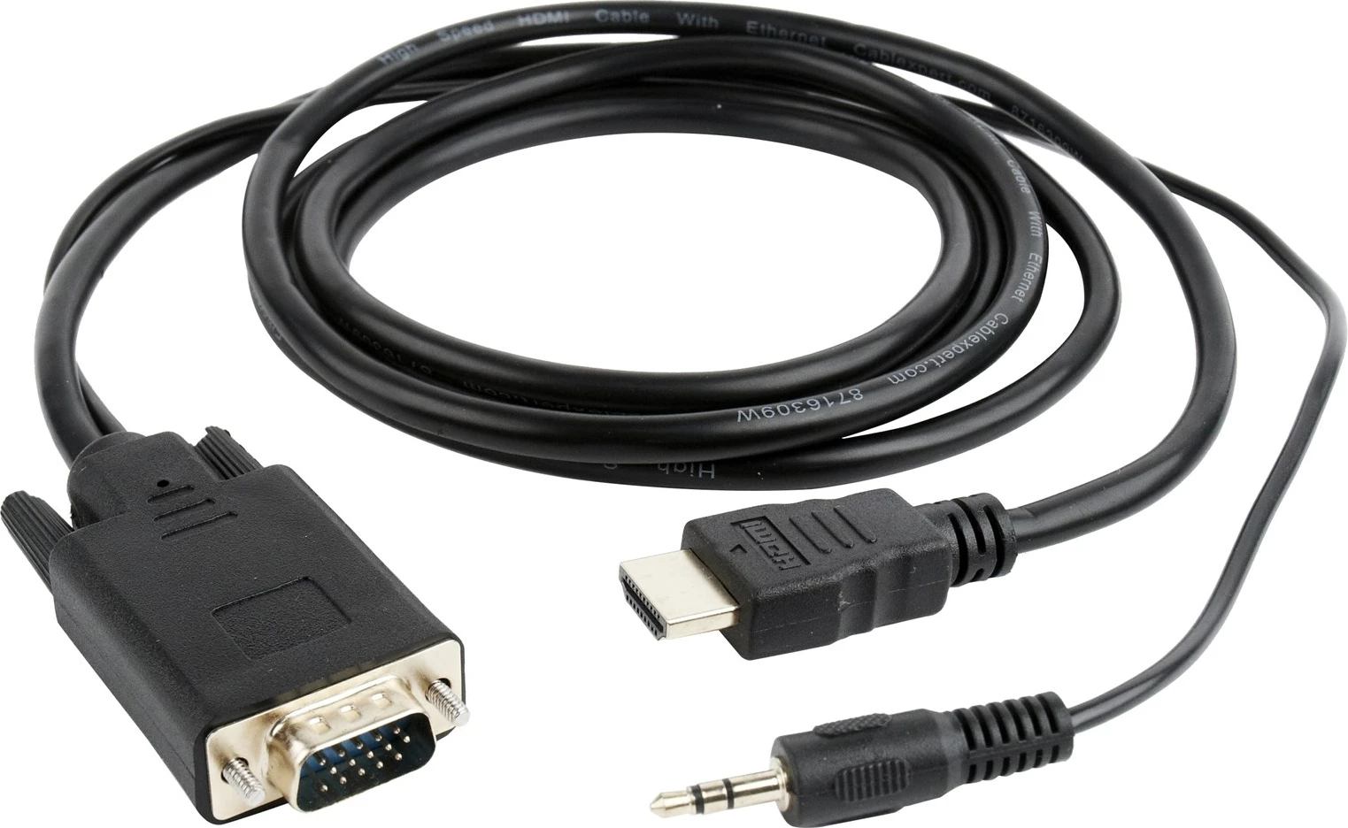Kabllo Gembird, HDMI-VGA, 3.5mm, e zezë 