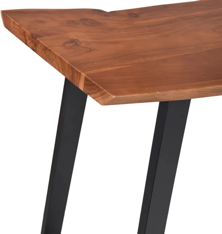 Tavolinë për bar Miles, dru akacie masiv, ngjyrë arre, këmbë metalike të zeza, 120x53x97cm