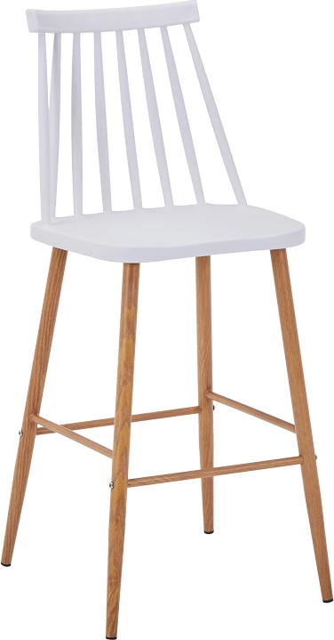 Karrige për bar Aurora I pp, ngjyrë bardhë - këmbë metali natyrale, 42x47x99cm