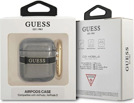 Mbështjellës Guess GUA2HHTSK për AirPods 1/2, Strap Collection, i zi