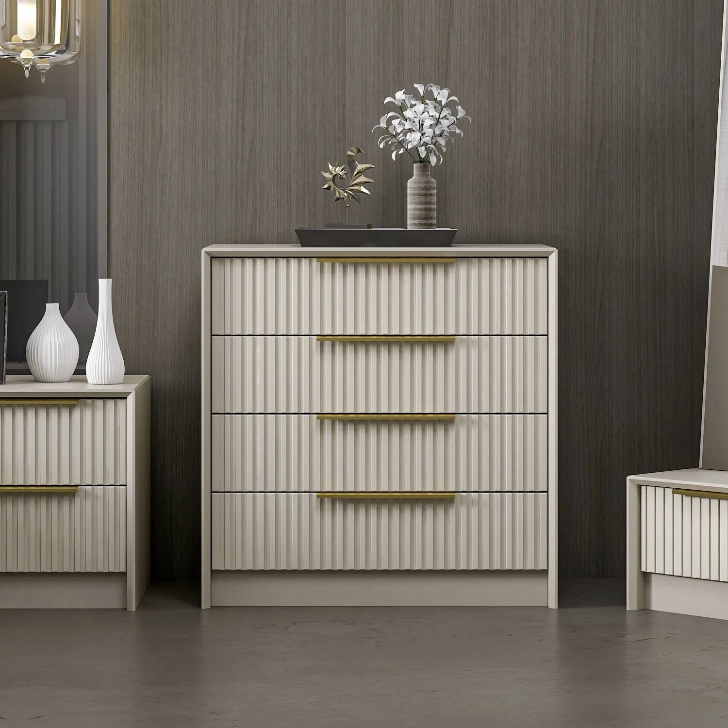 Komodë Hanah Home, Kale Luxe, ngjyrë guri, 7939