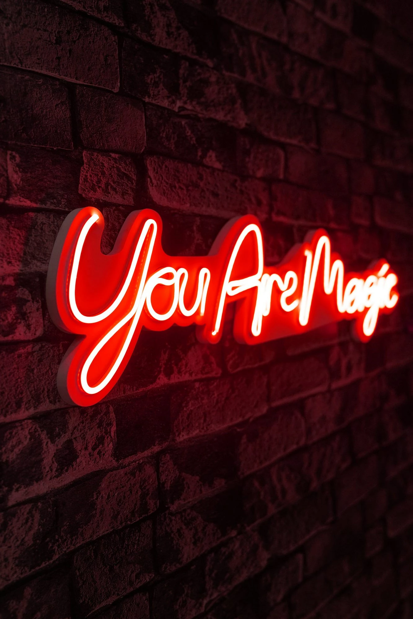 Dritë dekorative murale LED, plastikë, 'You Are Magic', e kuqe