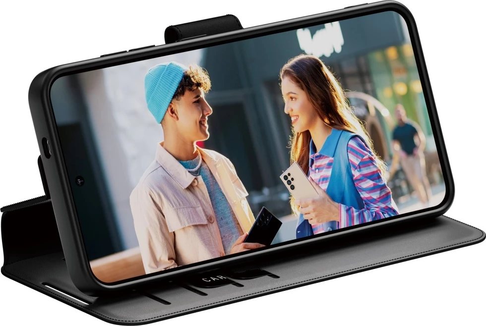Mbështjellës PanzerGlass CARE wallet me kickstand për Samsung Galaxy S25, Zi