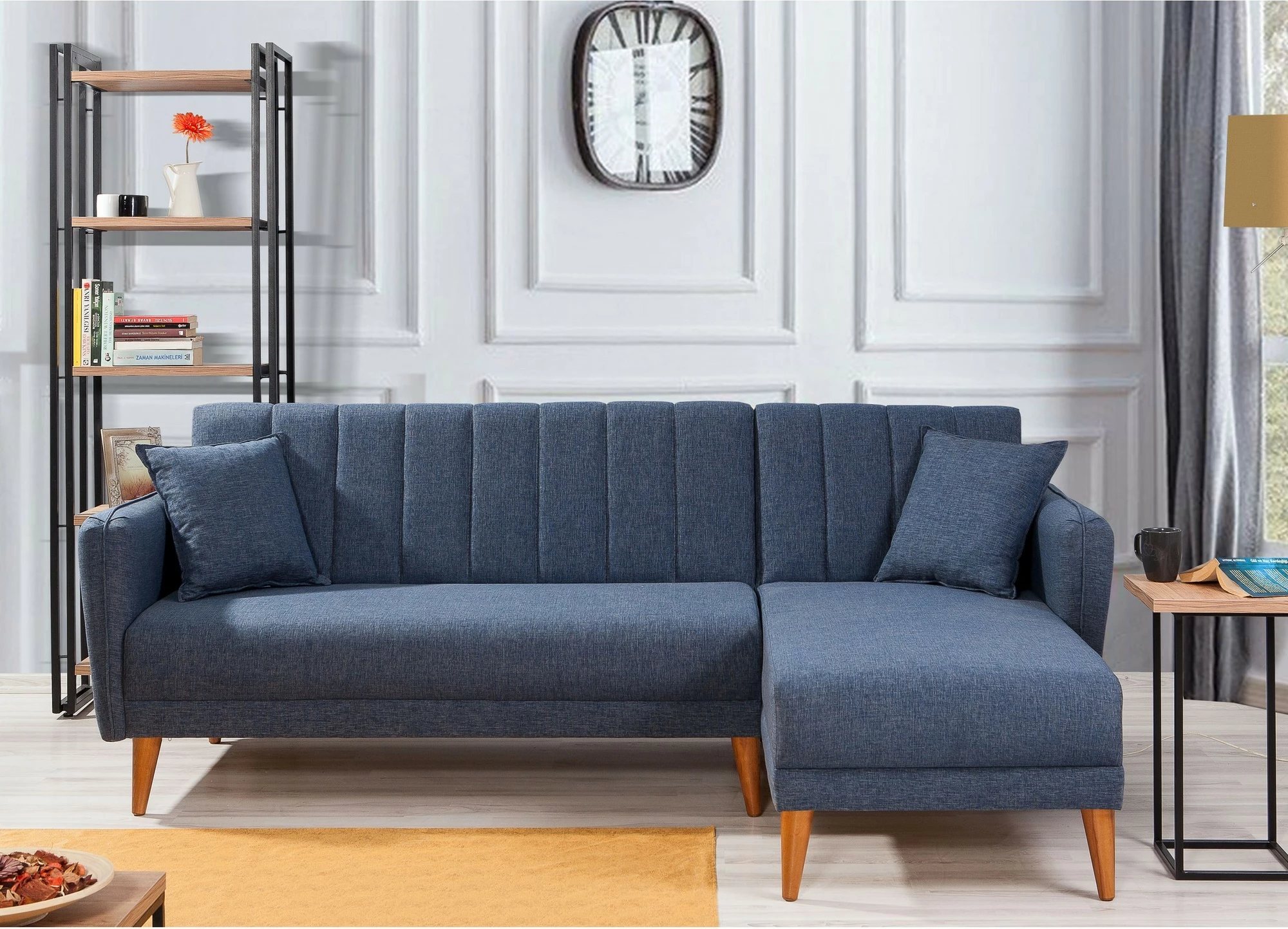 Kënd-sofë krevate, kënd i djathtë, ngjyrë e kaltër e errët, Atelier del Sofa