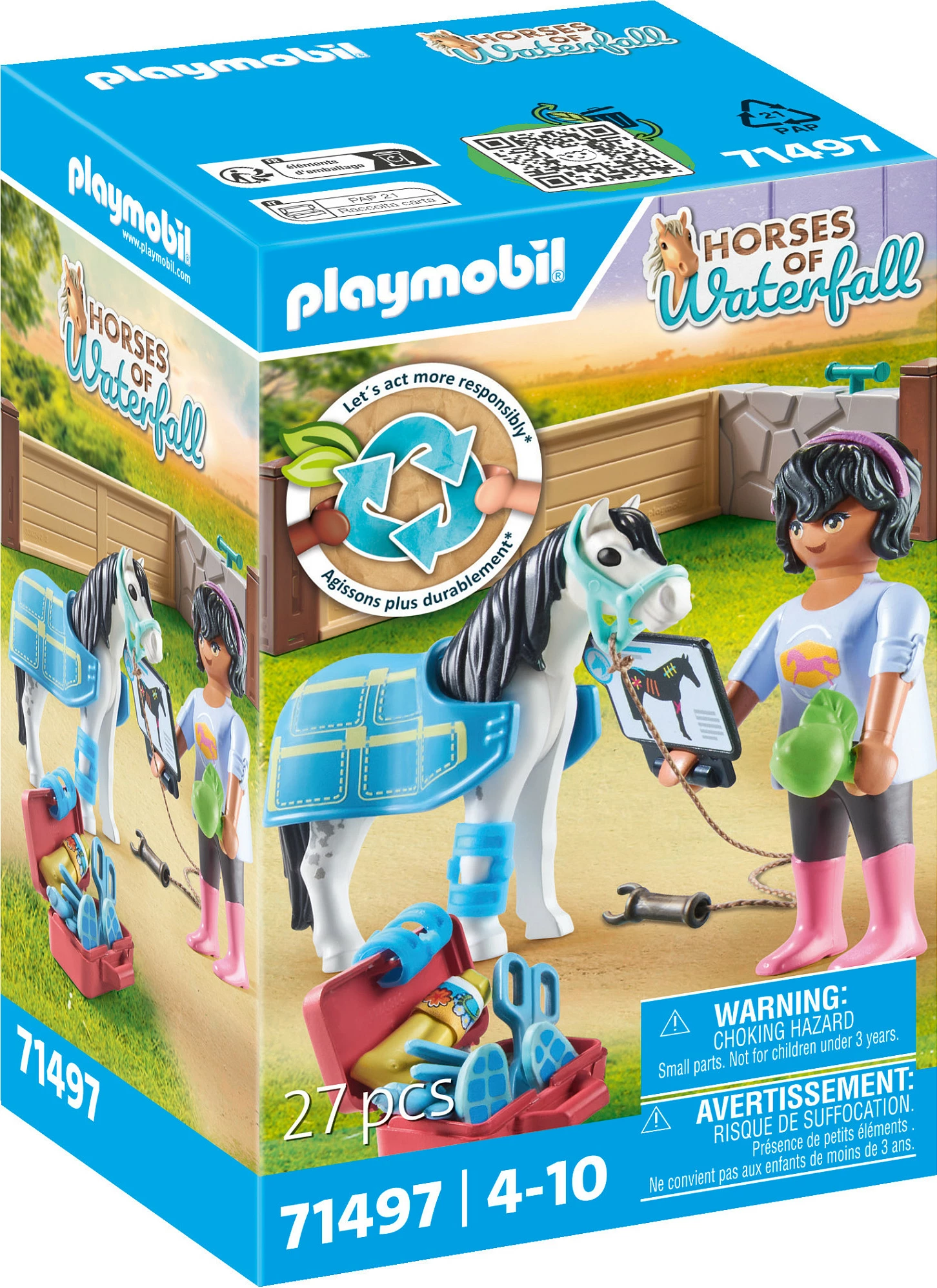 Set figurash lodër Playmobil Horses of Waterfall 71497, Pferdetherapeutin, shumëngjyrësh