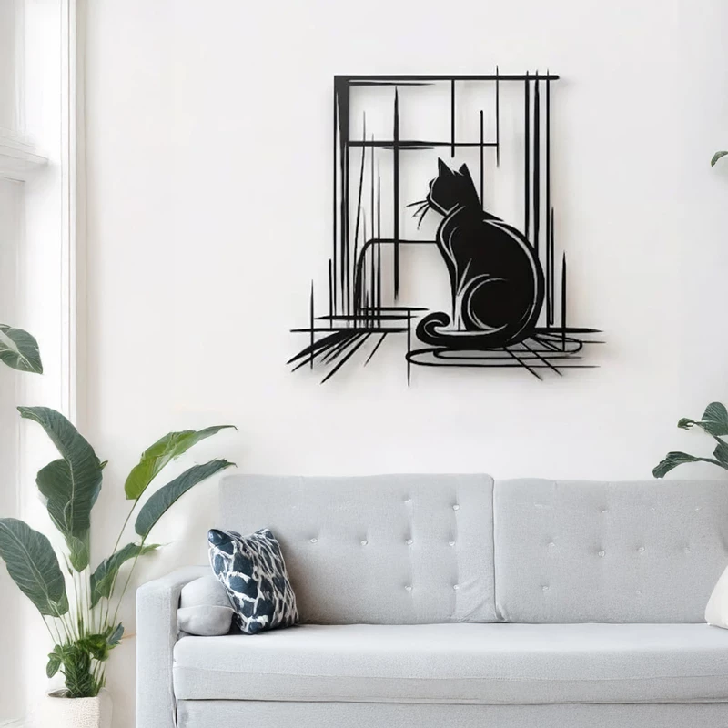 Dekor muri Caten, metal i zi, 50x1.5x50cm