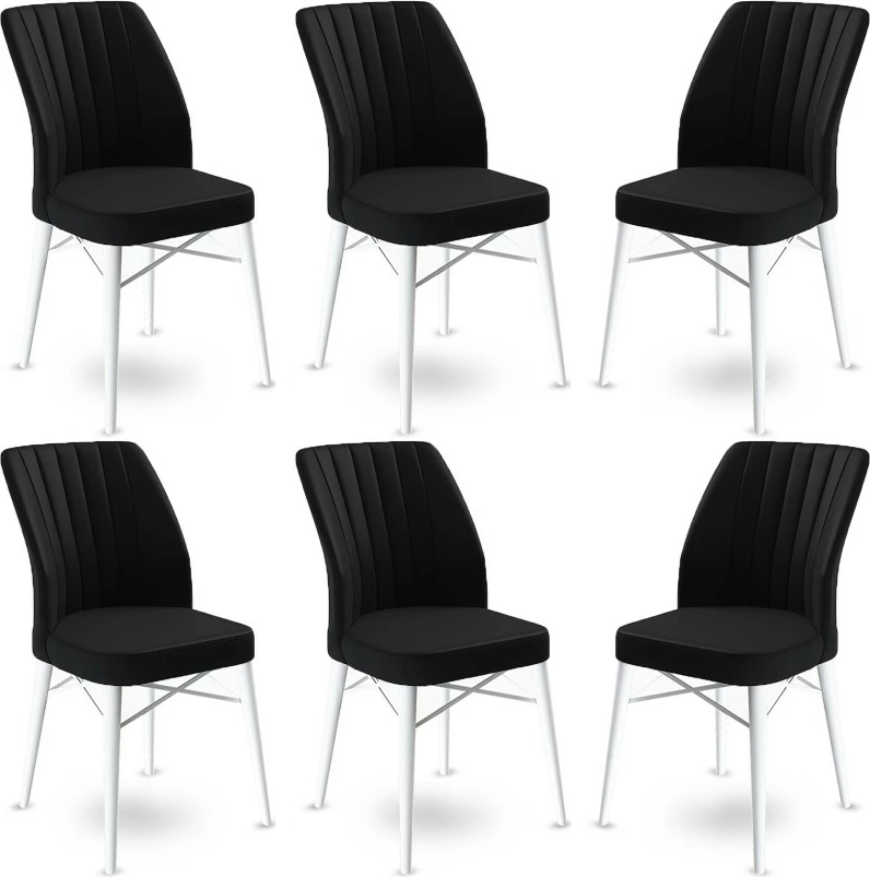 Set karrigesh (6 copë), Hanah Home, Flex, e zezë dhe e bardhë