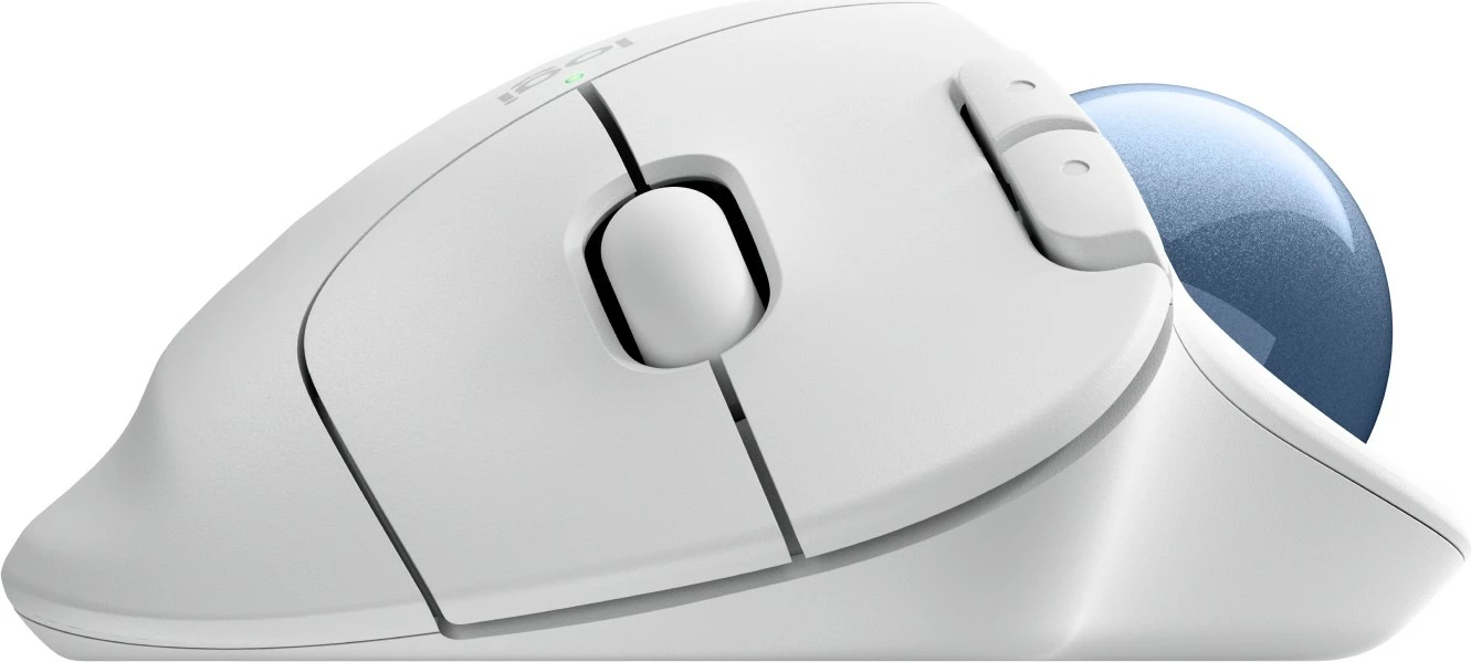Maus Logitech 910-007030, dorë e djathtë, Trackball, RF Wireless + Bluetooth, 2000 DPI, Blu, Bardhë