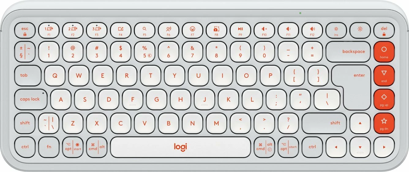 Tastierë wireless Bluetooth Logitech POP Icon Keys 920-013072, US INTL layout, pa numpad, e bardhë/portokalli