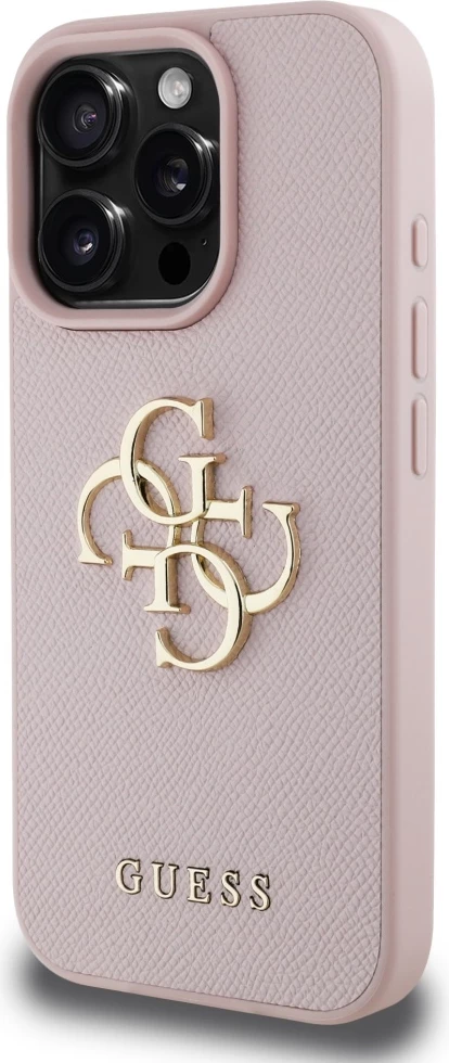 Mbështjellës Guess Grained Big 4G Logo Small Classic Logo për iPhone 16 Pro, Rozë