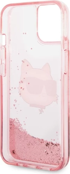 Mbështjellës Karl Lagerfeld Glitter Choupette Head për iPhone 14 Plus, Rozë