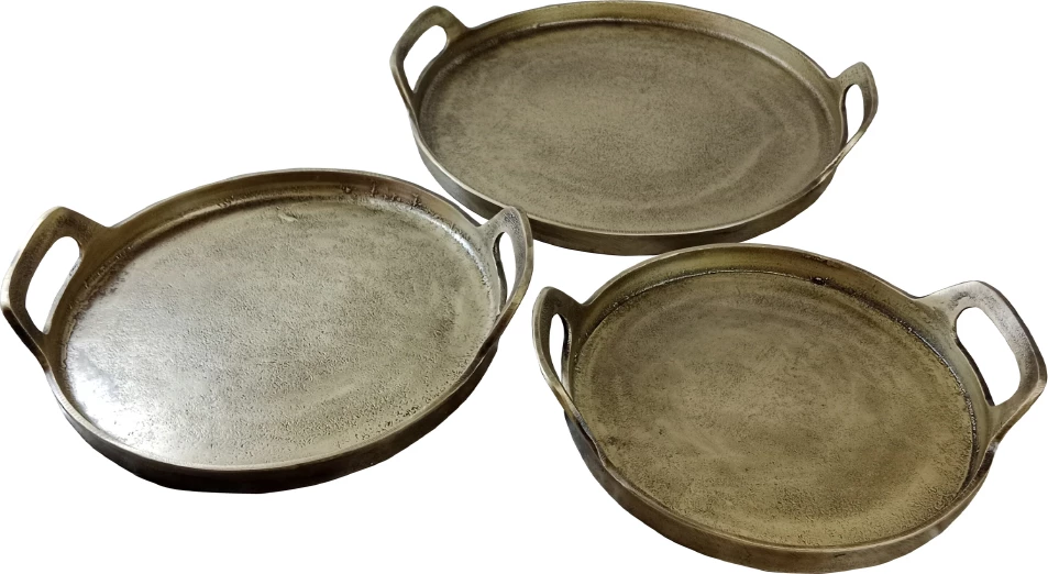 Set tabakash BATU, 3 copë, alumin, ngjyrë ari antik, 35x35x5cm