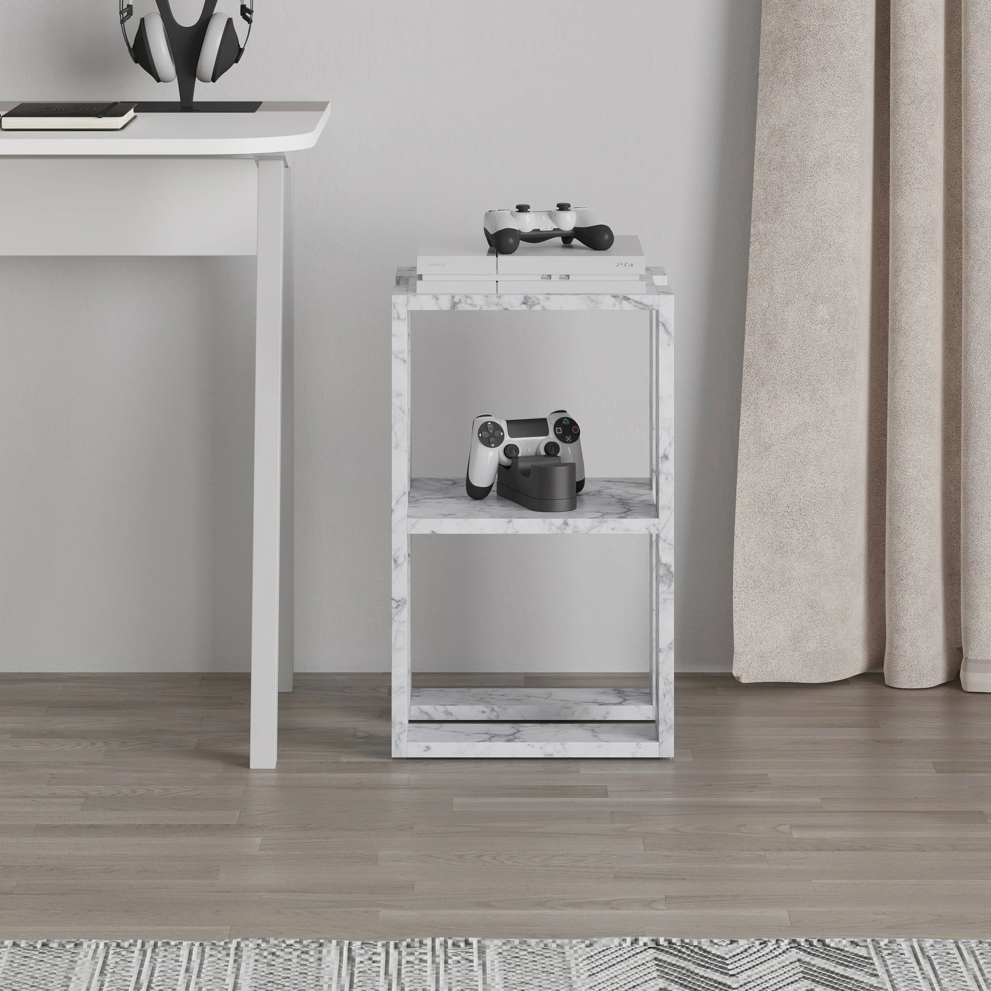 Komodinë natës Carrara Marble, Skye Decor, 2 nivele