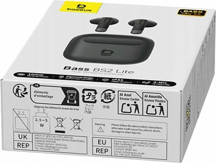 Kufje Baseus Bass BS2 Lite TWS, 10mm, Bluetooth 6.0, IP55, deri 40 orë, të zeza