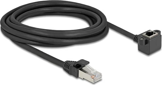 Kabllë rrjeti DeLOCK RJ45 zgjatues Cat6, 3m, male në female 90°, e zezë