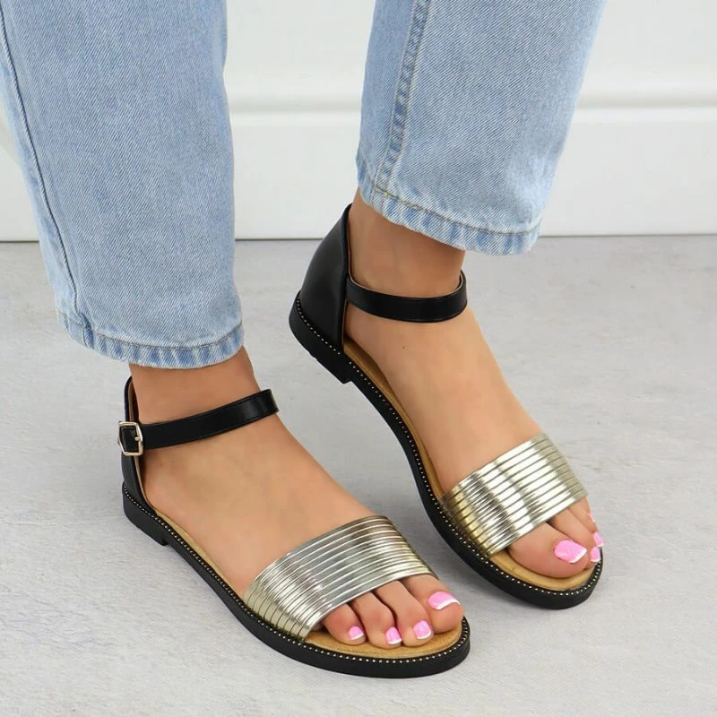 Sandale Filippo DS6917 femra, të zeza dhe të arta