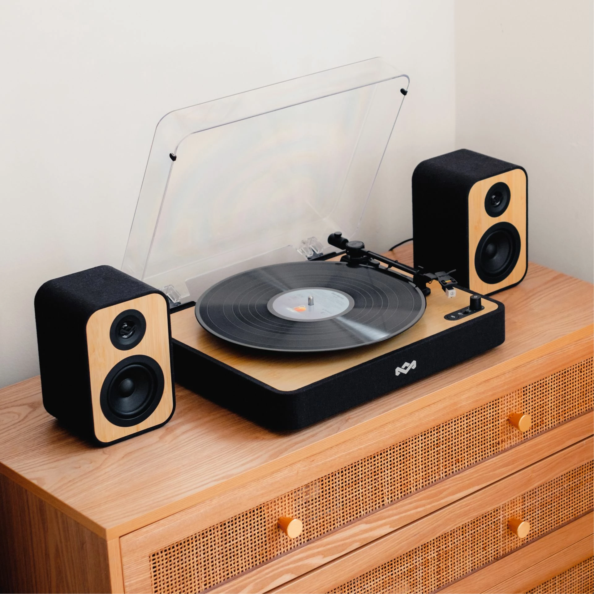 Gramofon Bluetooth House Of Marley Revolution BT me altoparlantë (set 2 copë), i zi