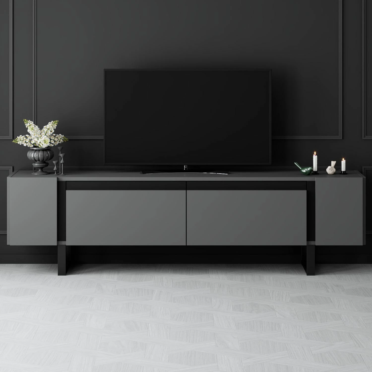 Komodë TV Hanah Home, Yildiz, antracit, e zezë