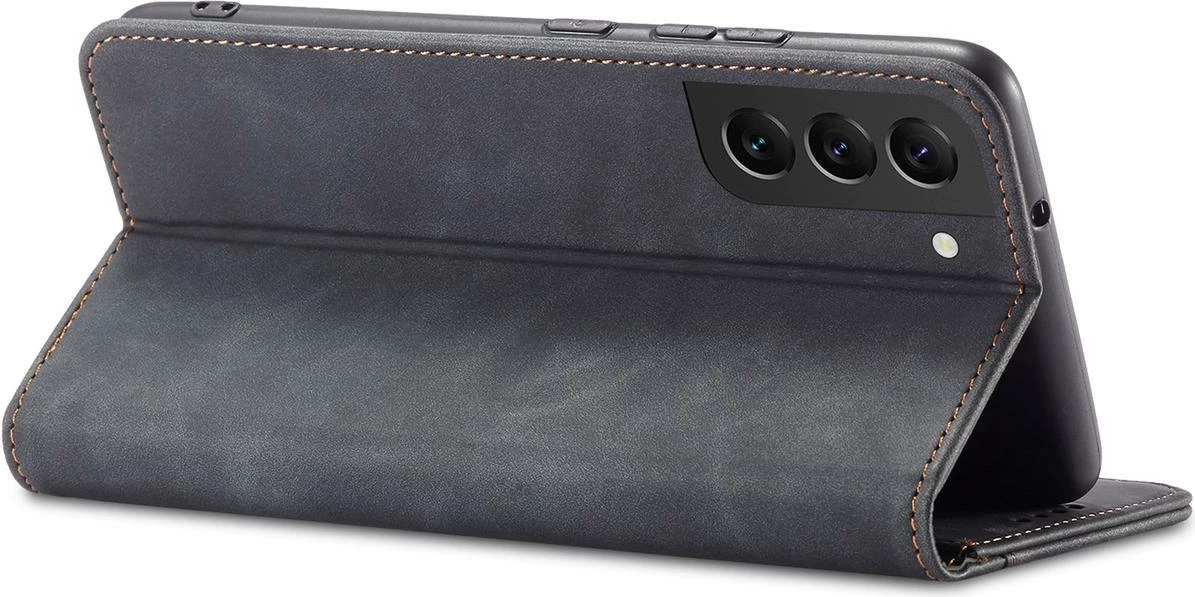 Mbështjellës Hurtel Magnet Fancy Case për Samsung Galaxy S23+, me kapak, portofol dhe qëndrim, e zezë