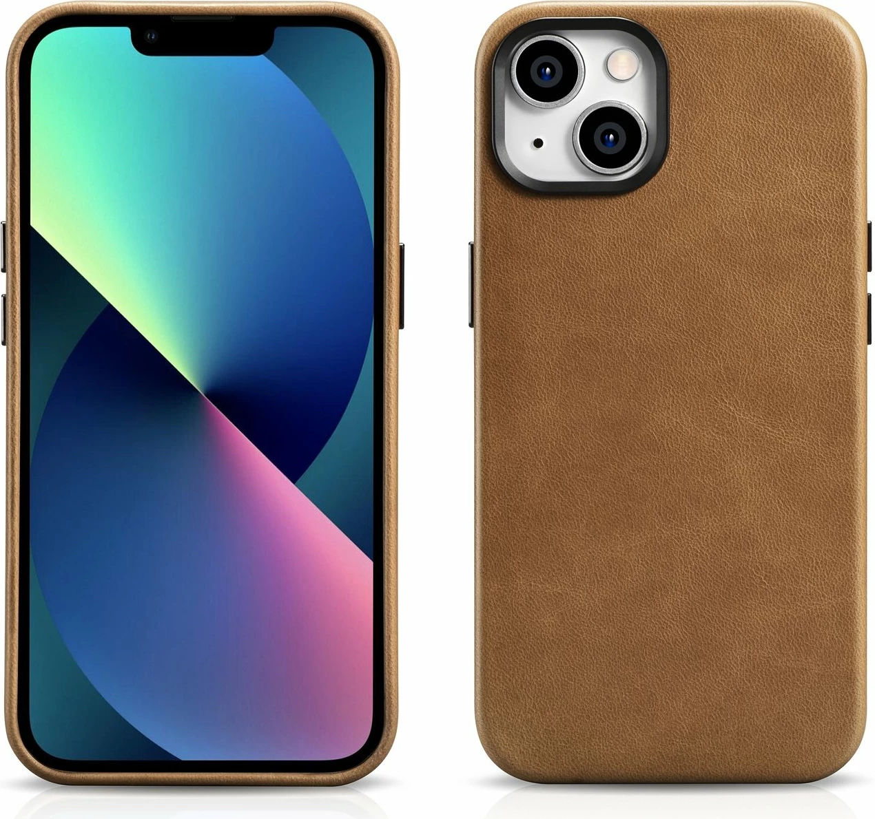 Mbështjellës iCarer Oil Wax Premium Leather Case për iPhone 14 Plus me MagSafe, Kafe