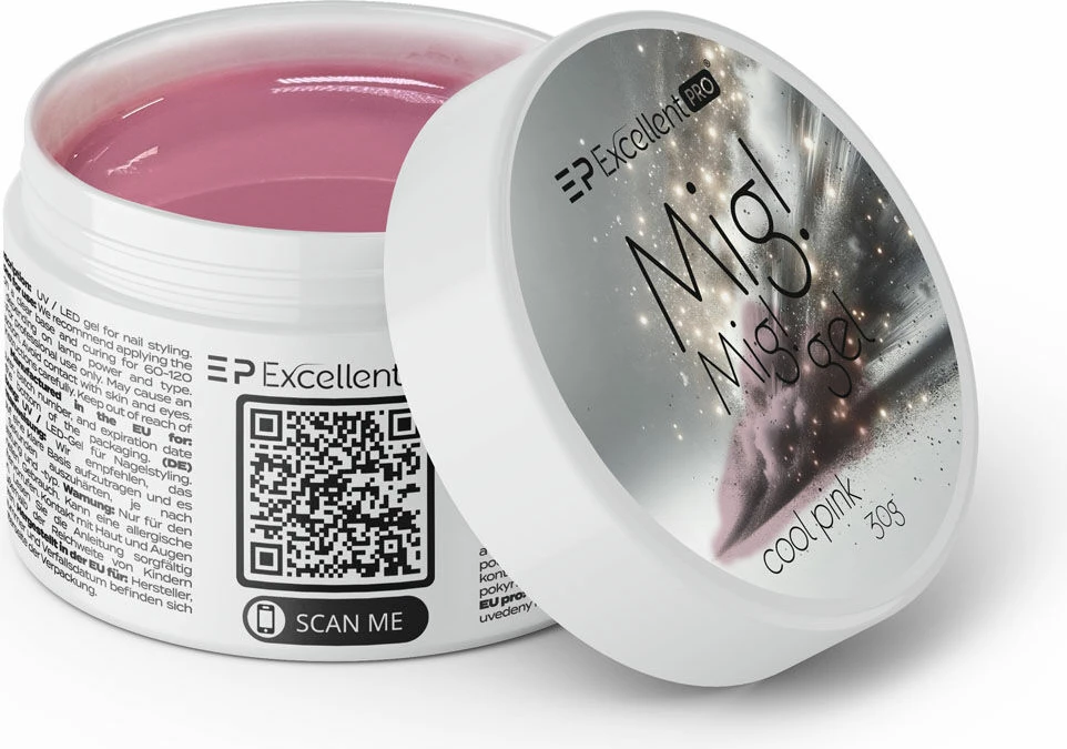 Xhel ndërtues për thonj Excellent PRO Mig! Mig! Building Gel për femra Cool Pink 30g