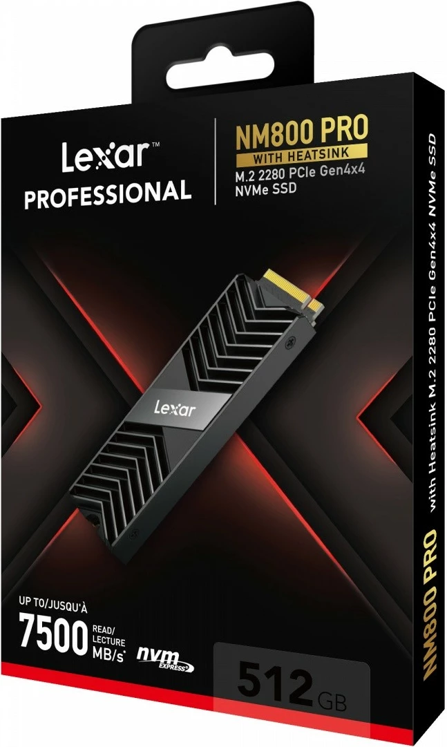 SSD Lexar NM800 Pro 512GB M.2 2280 PCIe 4.0 me radiator, zi