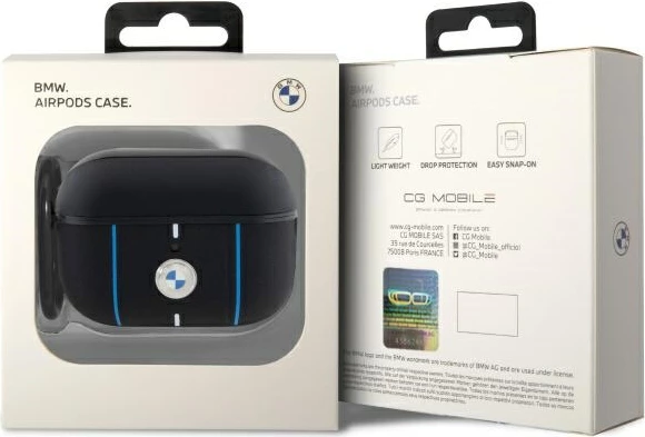 Mbështjellës, BMW, Color Lines për Apple AirPods Pro 2, me karabinë, i zi