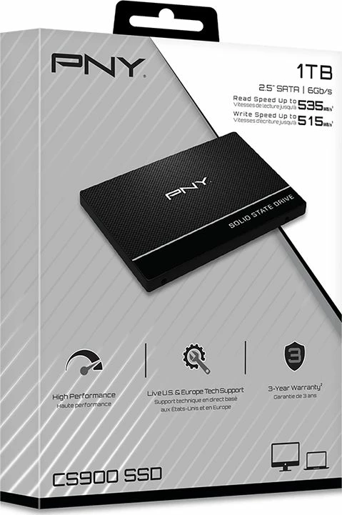 SSD PNY CS900 1TB 2.5" SATA III 7mm TLC, e zezë