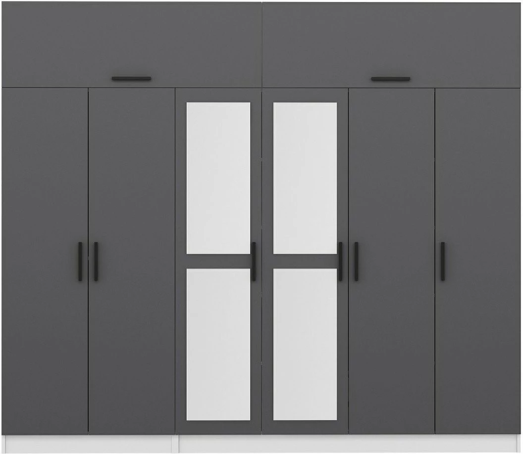 Dollap garderobe Skye Decor, anthracite dhe i bardhë, 270x255x52cm, 11 pjesë