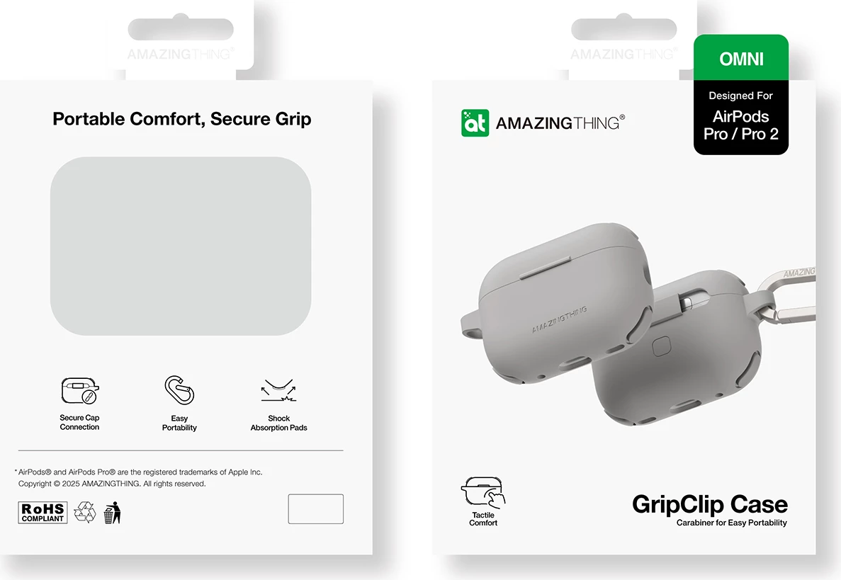 Mbështjellës AmazingThing Omni Case për AirPods Pro 2, silikon, gri